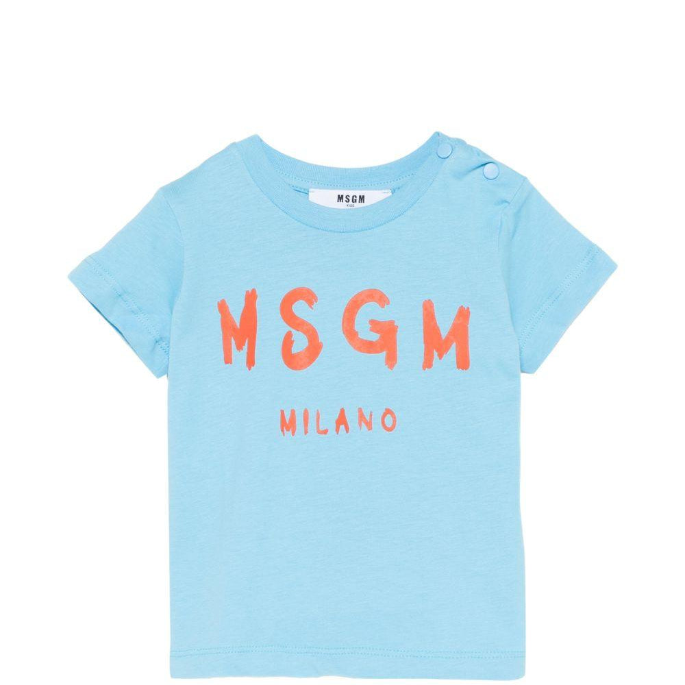 T-shirt per neonati MSGM Kids azzurra con logo sul davanti S6MSUNTH266 MS073 MSGM KIDS