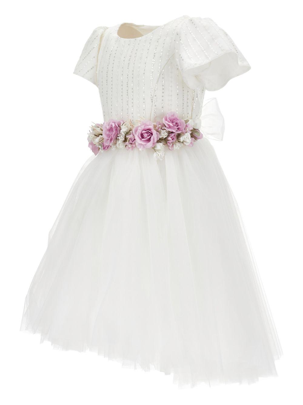 Abito per bambina Monnalisa bianco con applicazione floreale 79G914 7743 0163 MONNALISA KIDS