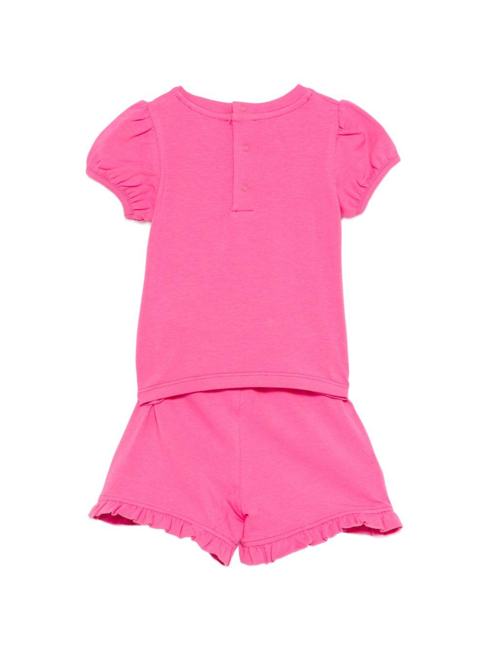 Set due pezzi per neonata Moschino Kids fucsia con stampa orsetto MBG01OLBA00 50533 MOSCHINO KIDS