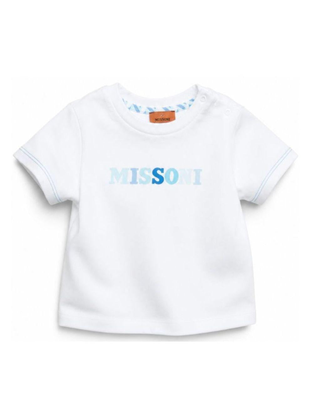 T-shirt per neonato Missoni Kids bianca con stampa logo sul davanti MY8511 Z3672 100AZ MISSONI KIDS