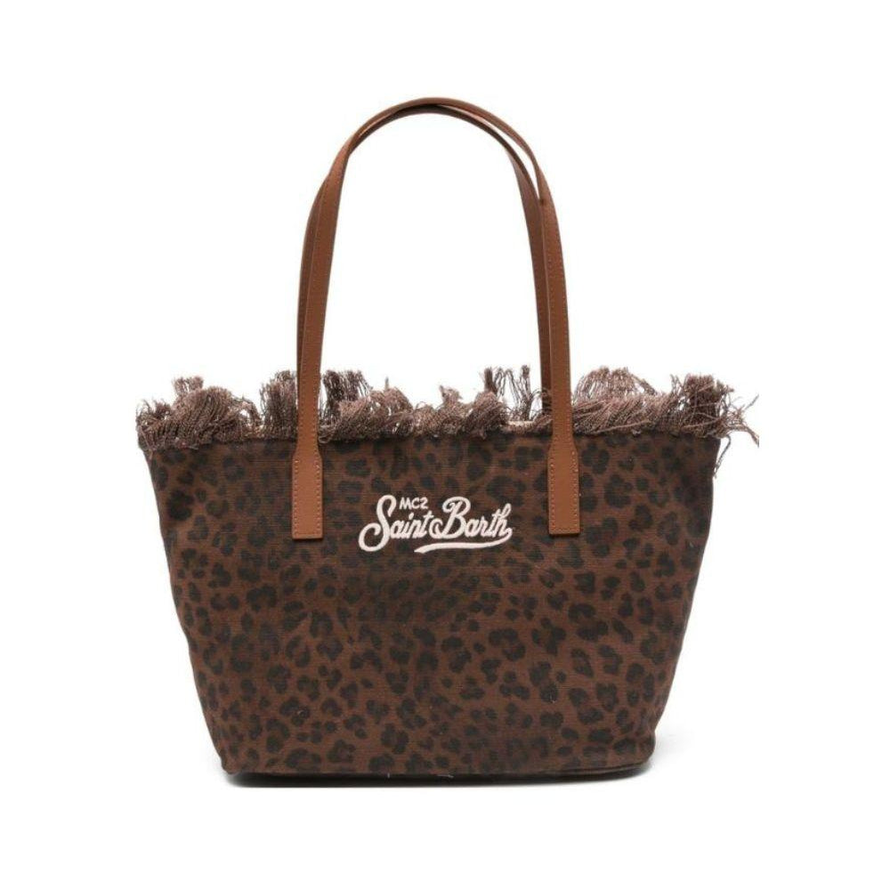 Borsa City Medium MC2 Saint Barth marrone animalier con frange CBMF001 00588L MC2 ST. BARTH KIDS