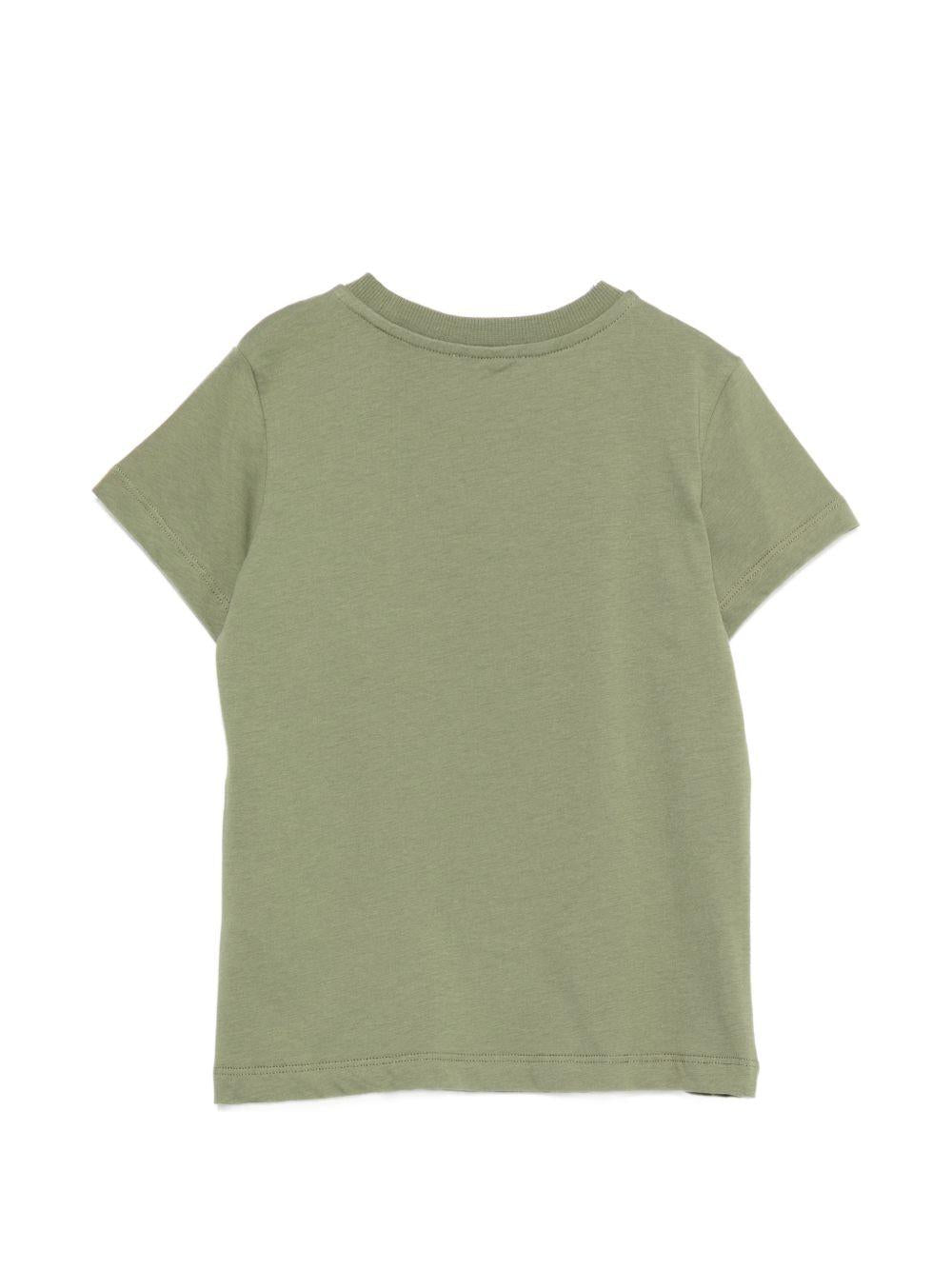 T-shirt per bambini Moschino Kids verde con logo a spirale sul davanti HXM058LAA02 30037 MOSCHINO KIDS