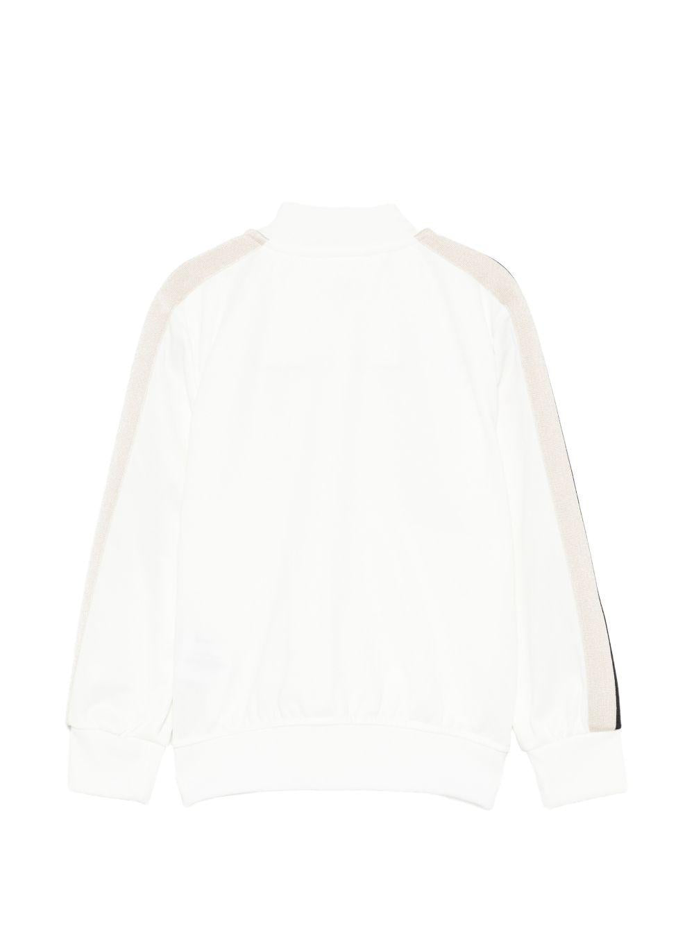 Felpa per bambina Palm Angels Kids bianca con strisce sulle maniche PGBD002S26FAB001 002 PALM ANGELS KIDS