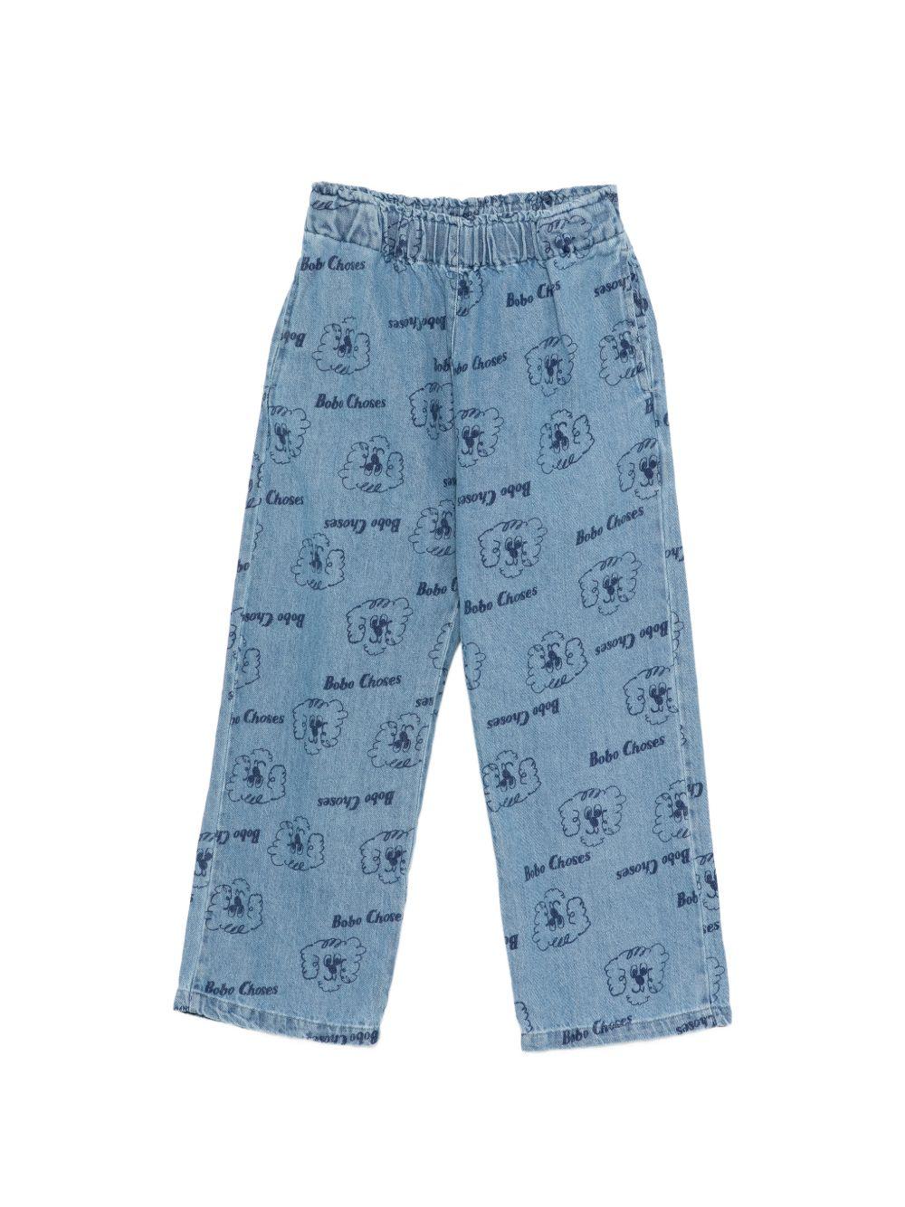 Pantaloni per bambino Bobo Choses denim con stampa Pickles The Dog all-over B126AC096 461 BOBO CHOSES KIDS