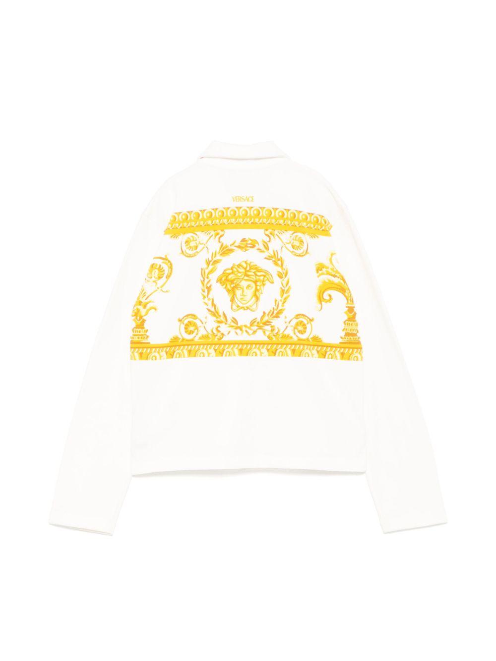 Felpa in cotone per bambino Versace Kids bianco con zip e logo 10182861A13186 2W110 VERSACE KIDS