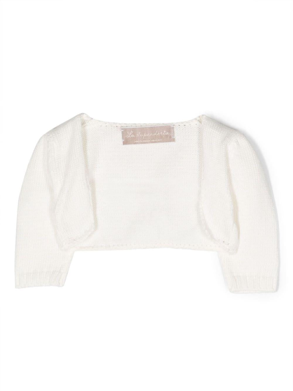 Cardigan per neonata La Stupenderia bianco modello crop SJSS72 102 LA STUPENDERIA KIDS
