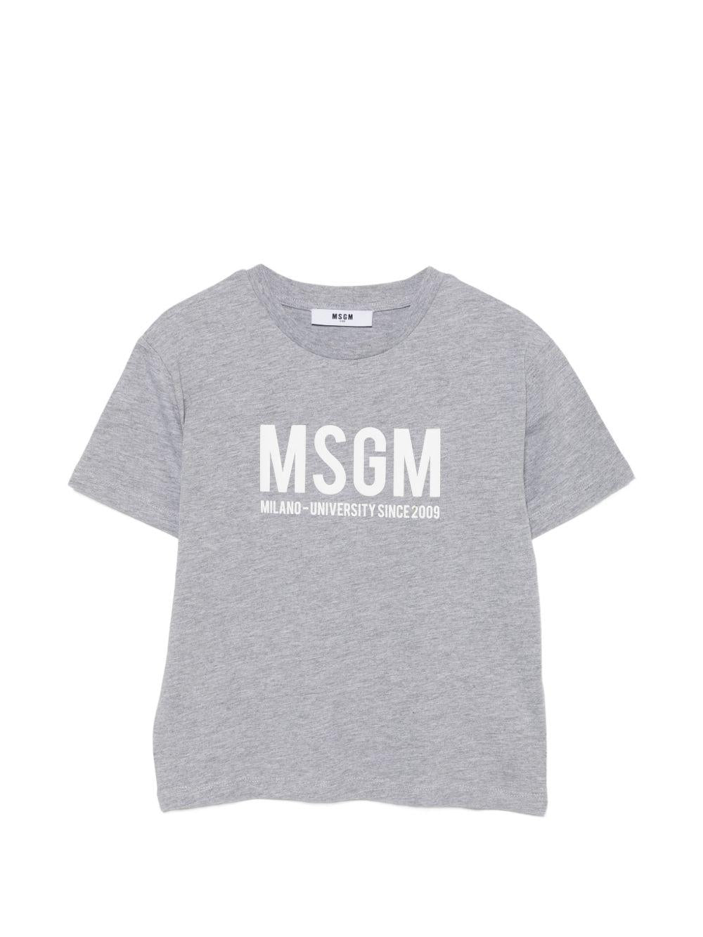 T-shirt per bambini MSGM Kids grigia con logo sul davanti S6MSJUTH051 271 MSGM KIDS