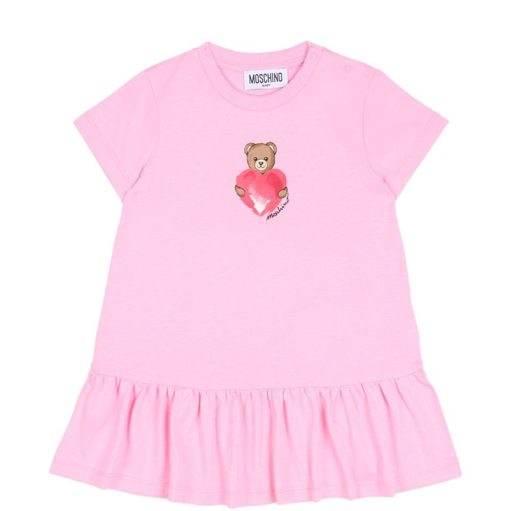 Abito per neonata Moschino Kids rosa con stampa Teddy Bear MDV0DJLAA02 51473 MOSCHINO KIDS