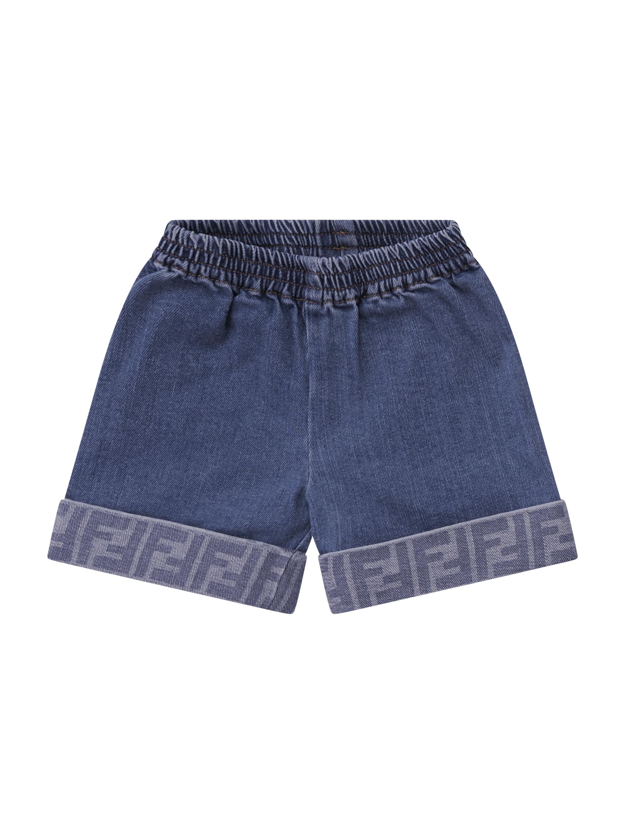 Shorts per neonata Fendi Kids denim con dettaglio logo FF BUF265 AVVU F0QG0 FENDI KIDS