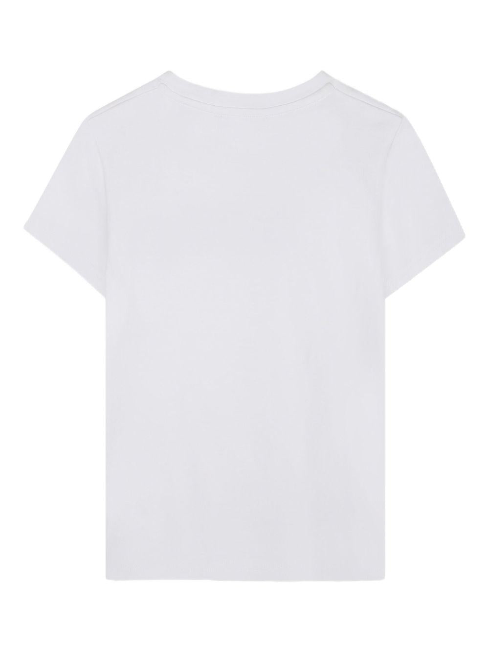 T-shirt per bambina Dkny Kids bianca con logo frontale D62405 10P DKNY