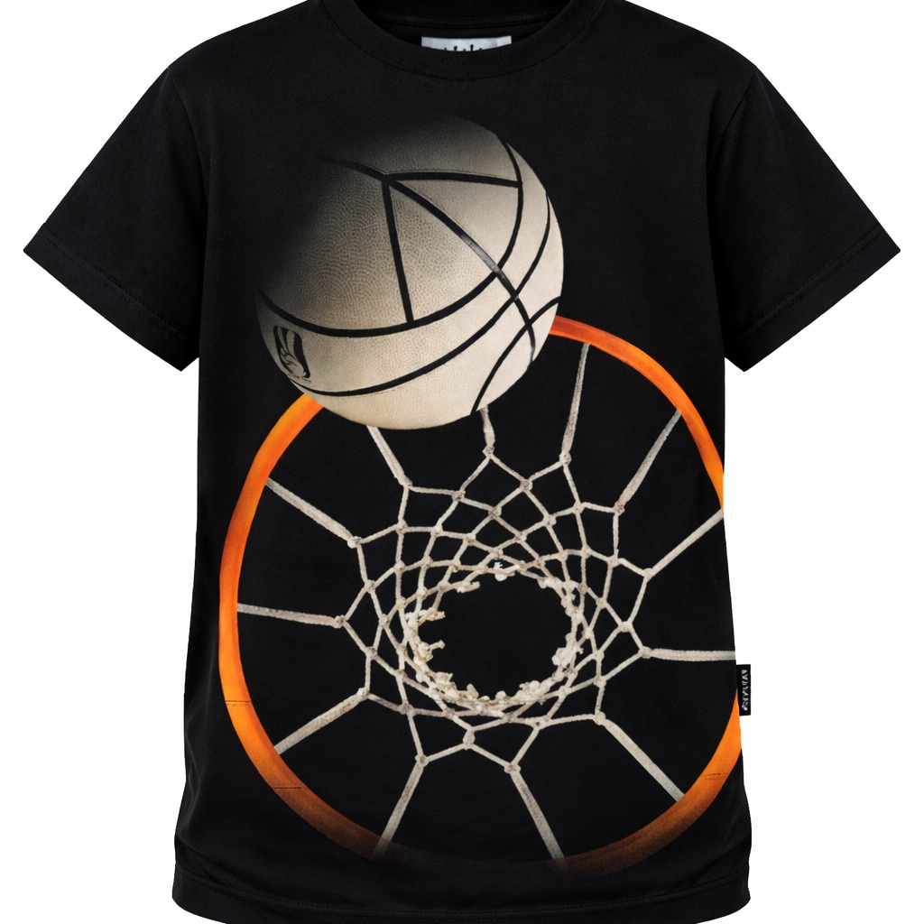 T-shirt per bambino Molo nera con stampa grafica stile Basket 1S26A206 9830 MOLO KIDS