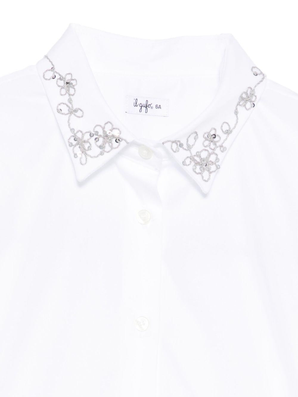 Camicia per bambina Il Gufo bianca con colletto ricamato A25GCL0016C0066 010 IL GUFO