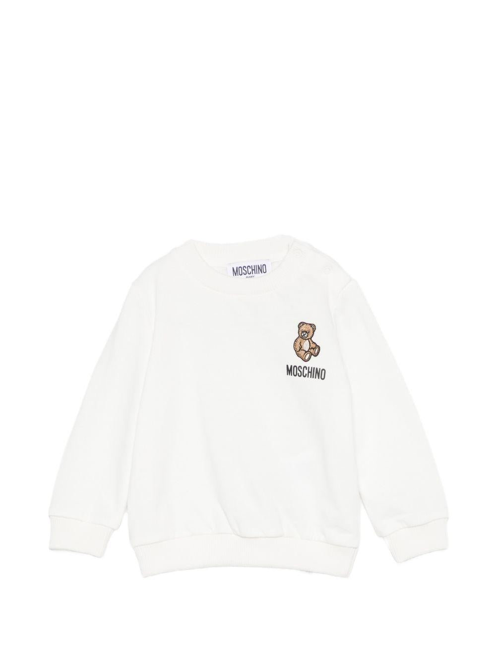Felpa per neonati Moschino Kids bianco con ricamo Teddy Bear MUF06OLCA40 10063 MOSCHINO KIDS