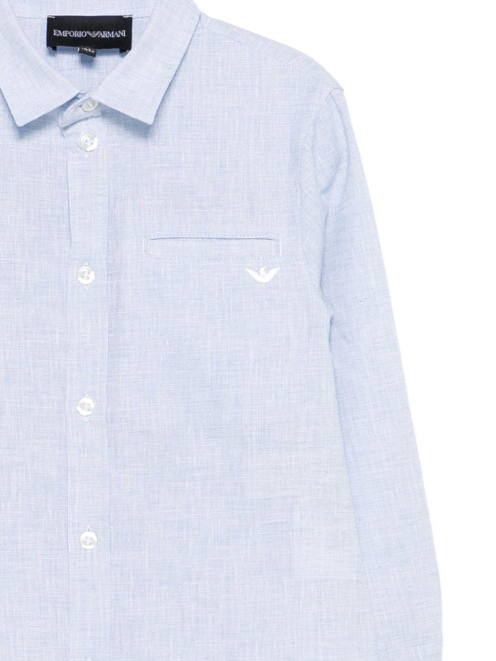 Camicia per bambino Emporio Armani Kids azzurra con logo aquila ricamato EB000978 AF20970 U9357 EMPORIO ARMANI KIDS