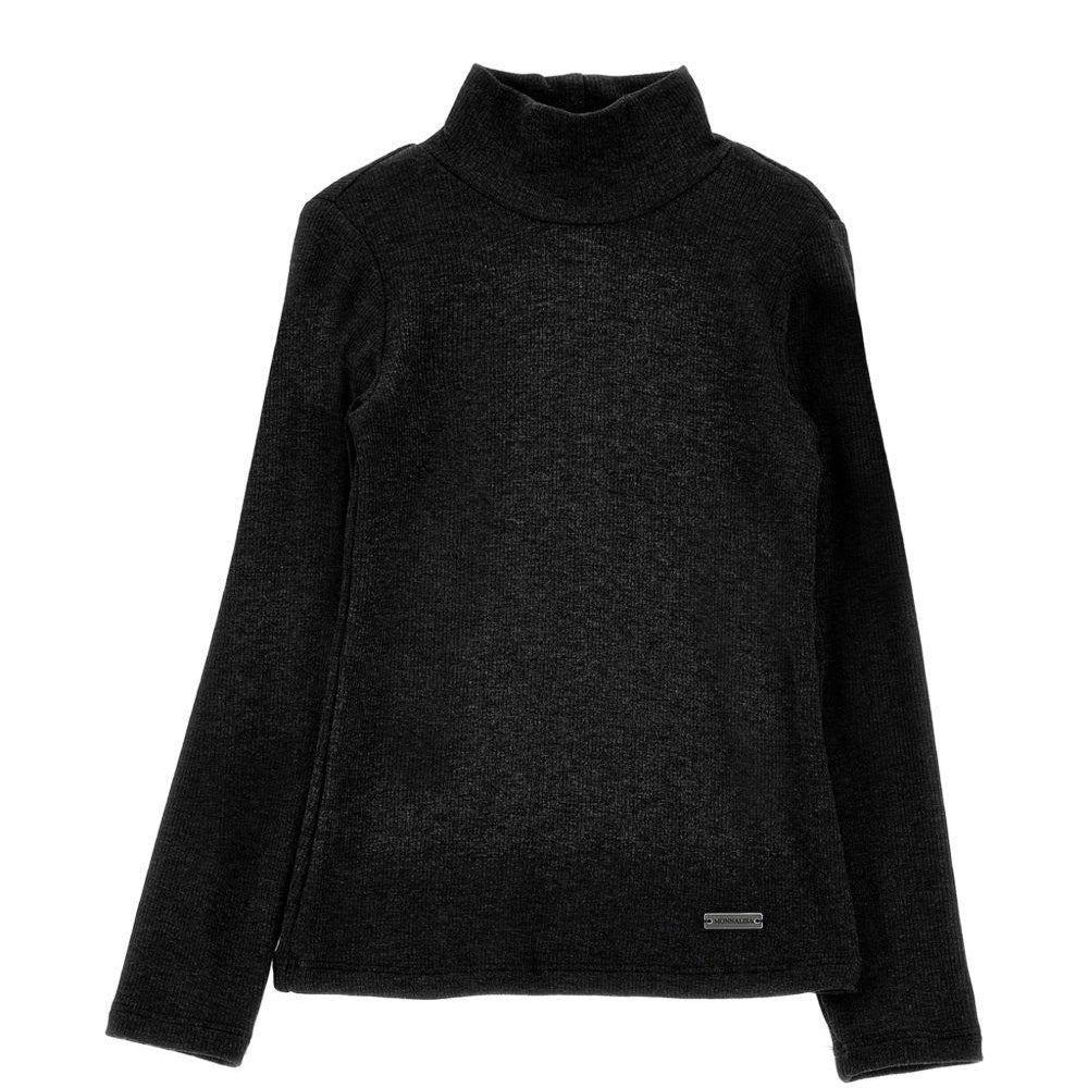 Maglione per bambina Monnalisa Kids nero con motivo a coste 17HLUC 8212 0050 MONNALISA KIDS