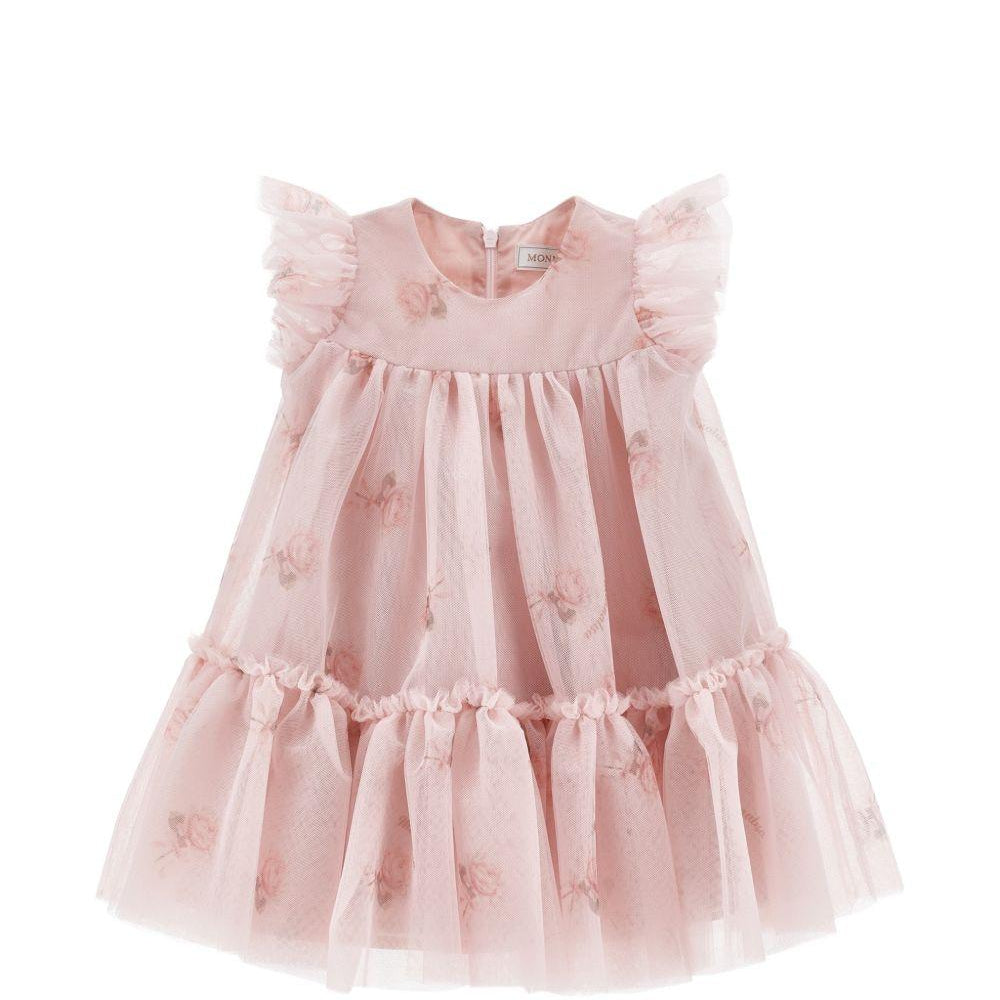 Abito per neonata Monnalisa Kids rosa con strato superiore in tulle 31H910 8652 094F MONNALISA KIDS