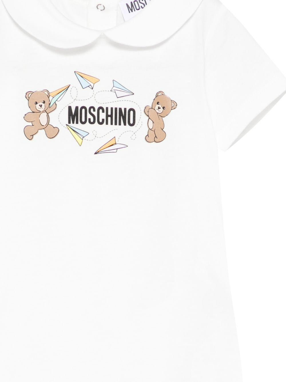 Tutina per neonati Moschino Kids bianca con stampa Teddy Bear MUT04OLAA01 10063 MOSCHINO KIDS