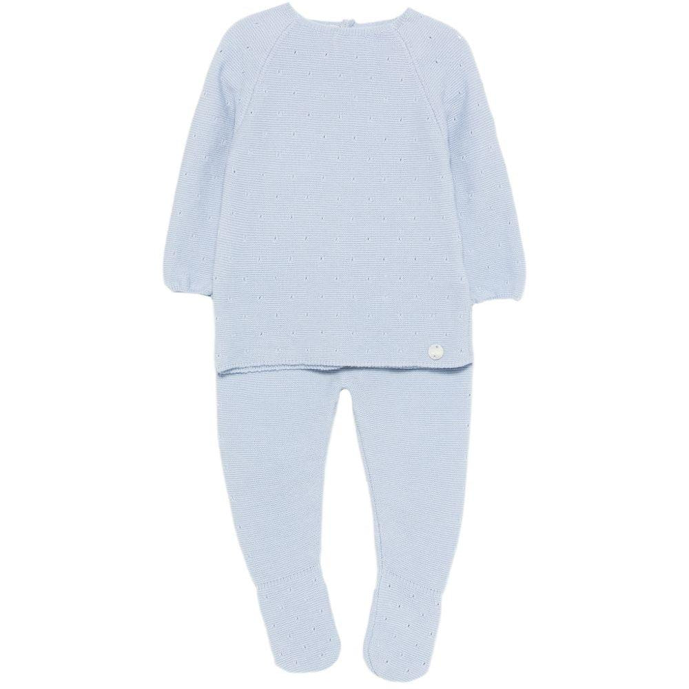 Set maglioncino e pantaloni per neonati Paz Rodriguez blu con lavorazione in pointelle 103-123688 860 PaZ RODRIGUEZ KIDS