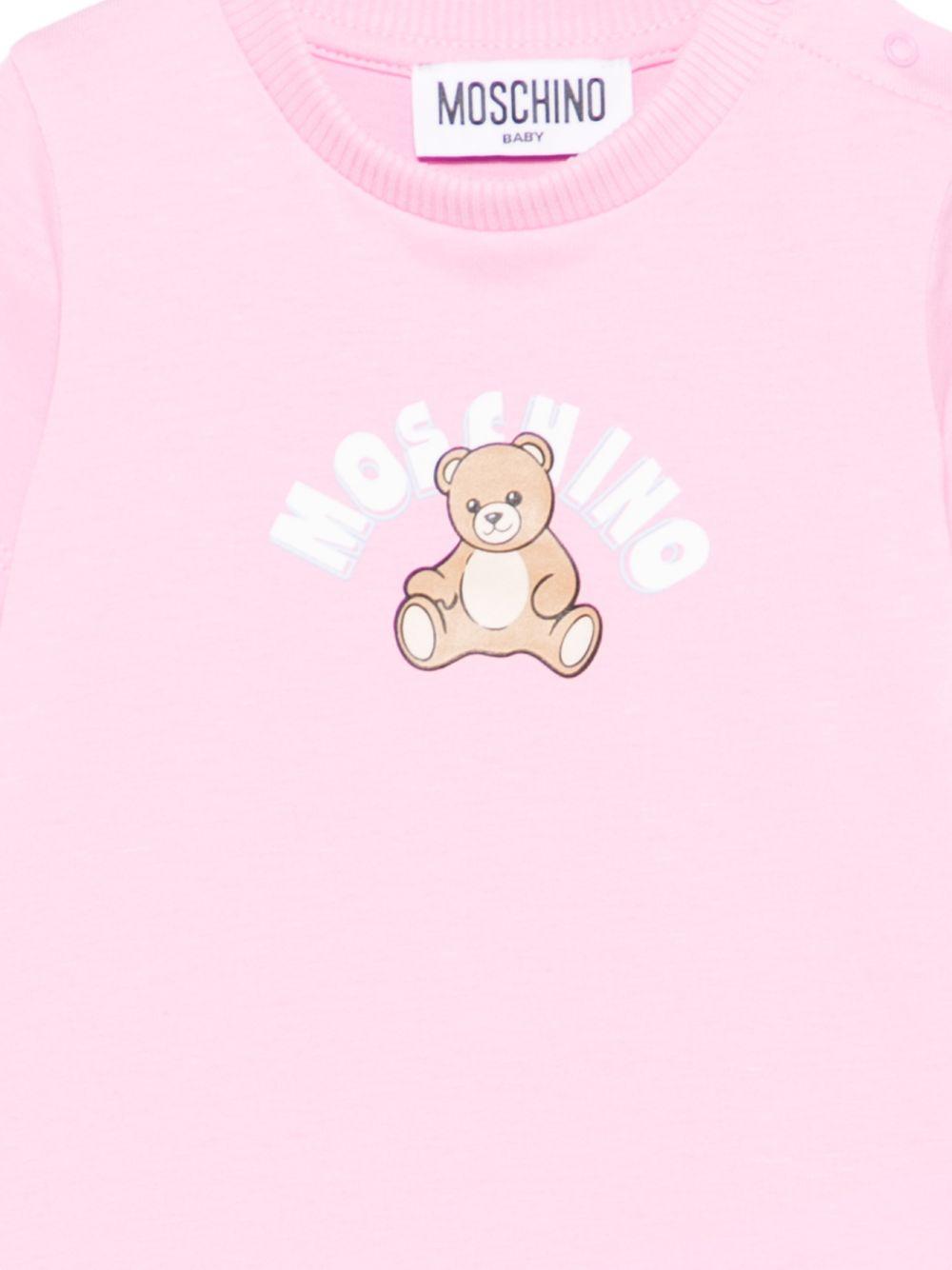 Tutina per neonata Moschino Kids rosa con stampa grafica Teddy Bear MTY022LAA01 51473 MOSCHINO KIDS