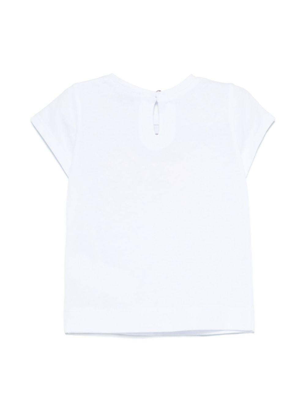 T-shirt per neonata Monnalisa bianco con stampa fiocco sul davanti 39E617 5011 0099 MONNALISA KIDS