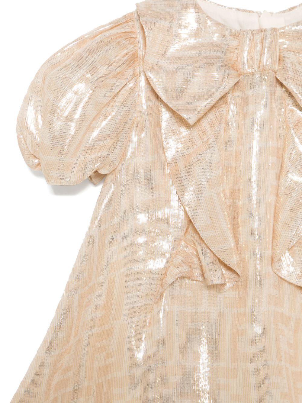 Abito per neonata Fendi Kids color oro con applicazione fiocco BFB548 ATRT F1P2N FENDI KIDS