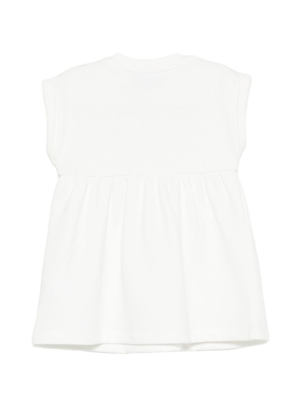 Abito per neonata Moschino Kids bianco con stampa due Teddy Bear MDV0DFLCA86 10063 MOSCHINO KIDS