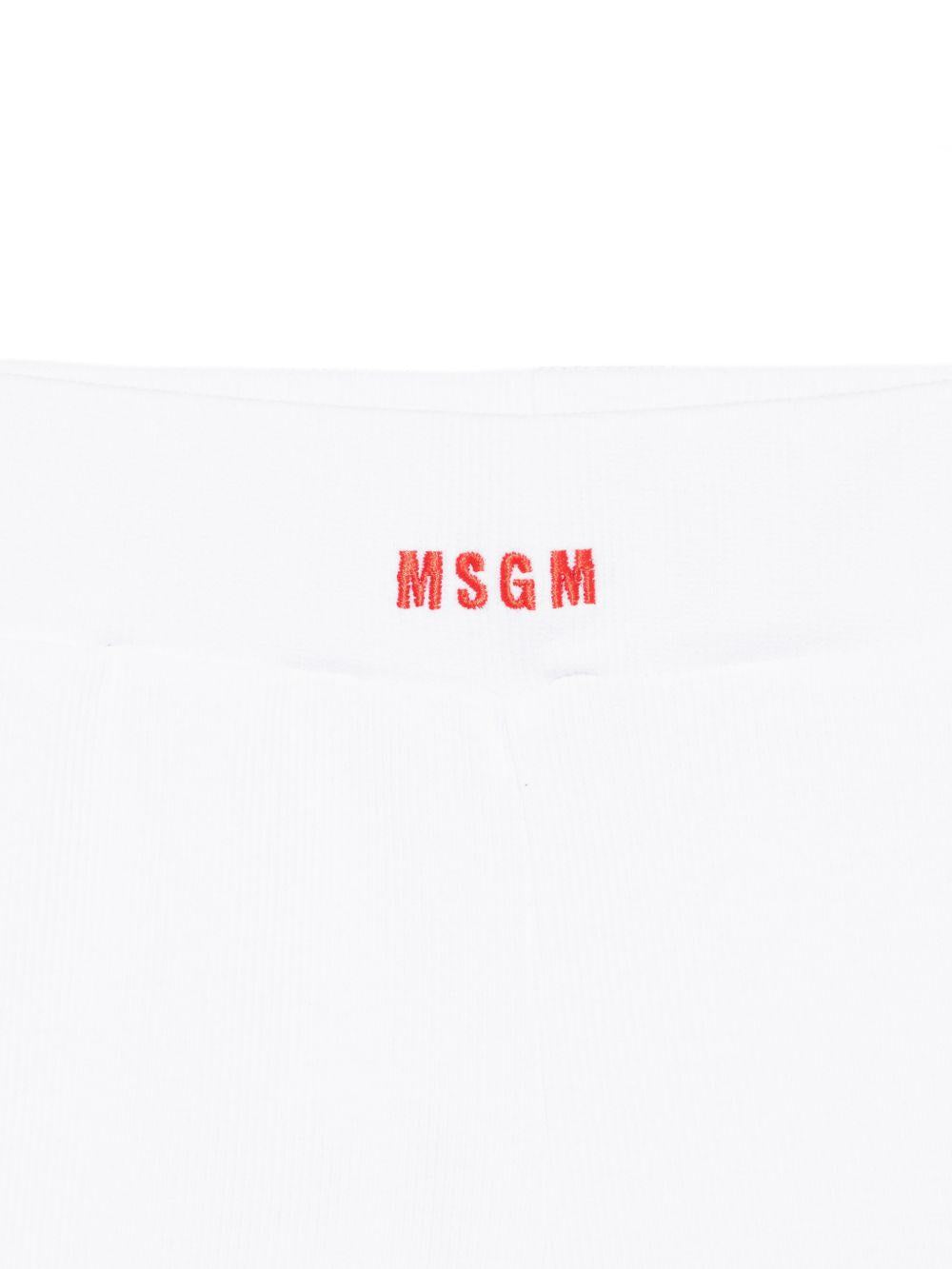 Leggins per bambina MSGM Kids bianchi con logo sul davanti S6MSJGCI230 001 MSGM KIDS