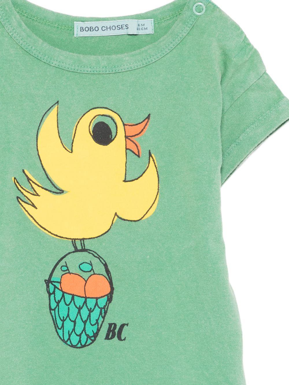 T-shirt per neonato Bobo Choses verde con stampa grafica Flying Oranges B126AB014 311 BOBO CHOSES KIDS