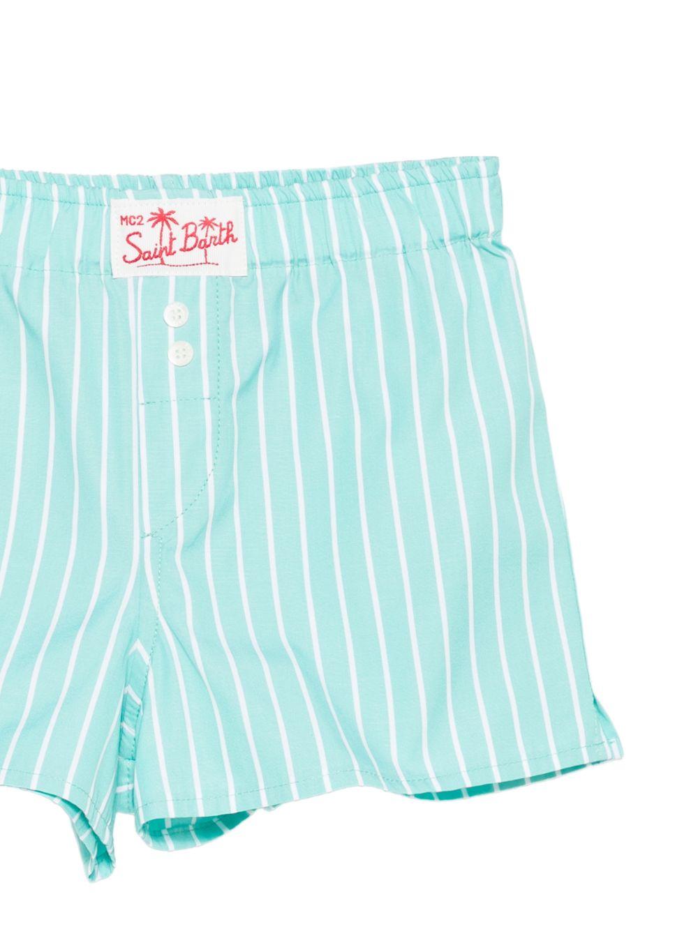 Shorts per bambina MC2 Saint Barth Kids azzurro con motivo a righe BXY001 00898L MC2 ST. BARTH KIDS