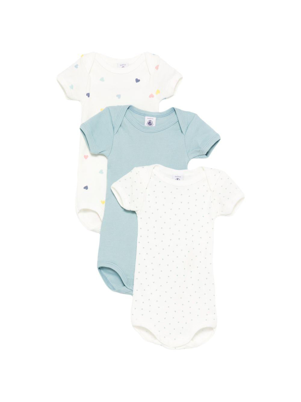 Set tre body per neonato Petit Bateau multicolore con scollo rotondo A0FQQ 00 PETIT BATEAU