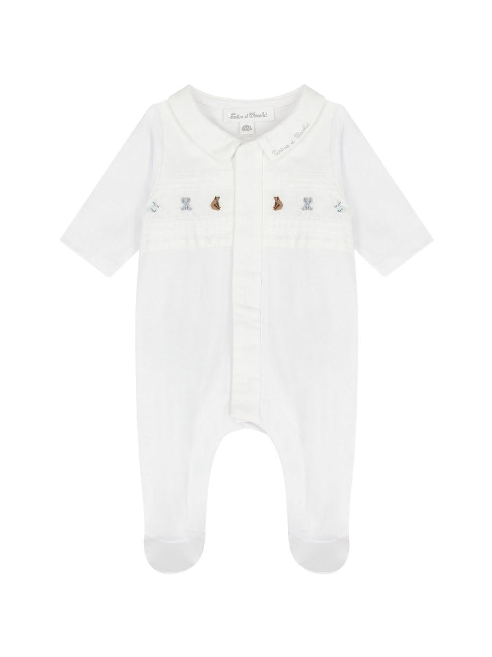 Tutina per neonati Tartine & Chocolat bianca con decorazioni ricamate sul davanti CC54070 01 TArtine & Chocolat