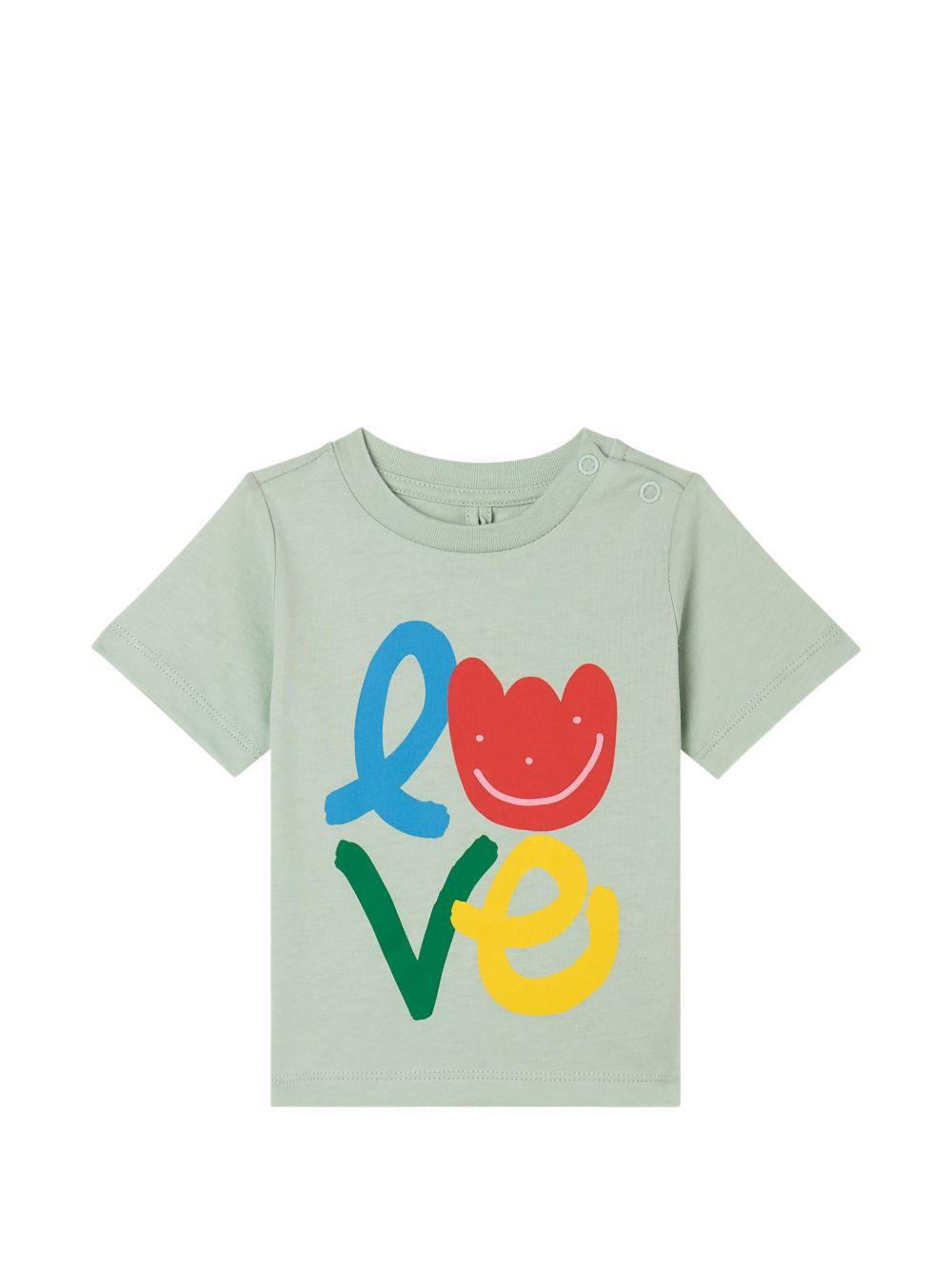 T-shirt per neonata Stella McCartney Kids verde con stampa love TY8091 Z0434 767 STELLA McCARTNEY KIDS