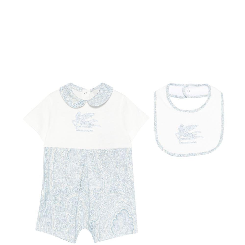 Tutina e bavaglino per neonato ETRO KIDS bianchi con stampa paisley (2 pezzi) GYB550 Z3771 602 ETRO KIDS