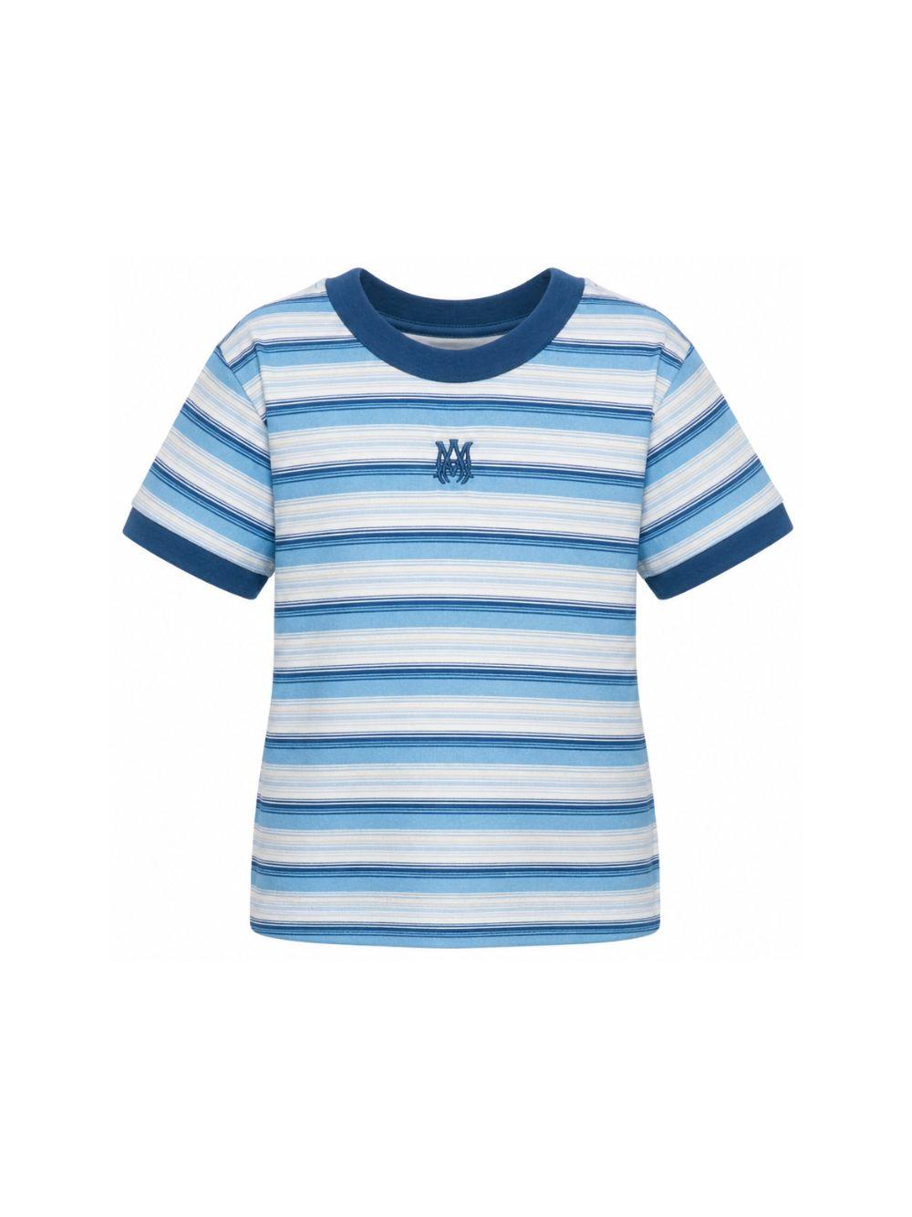 T-shirt per bambino Amiri Kids blu con design a righe ACTOJR1034 420 AMIRI KIDS