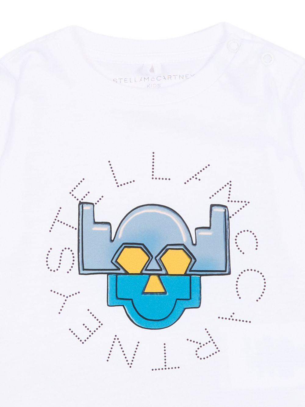 T-shirt per neonato Stella McCartney Kids bianca con stampa grafica robot sul davanti TZ8301 Z3931 100 STELLA McCARTNEY KIDS