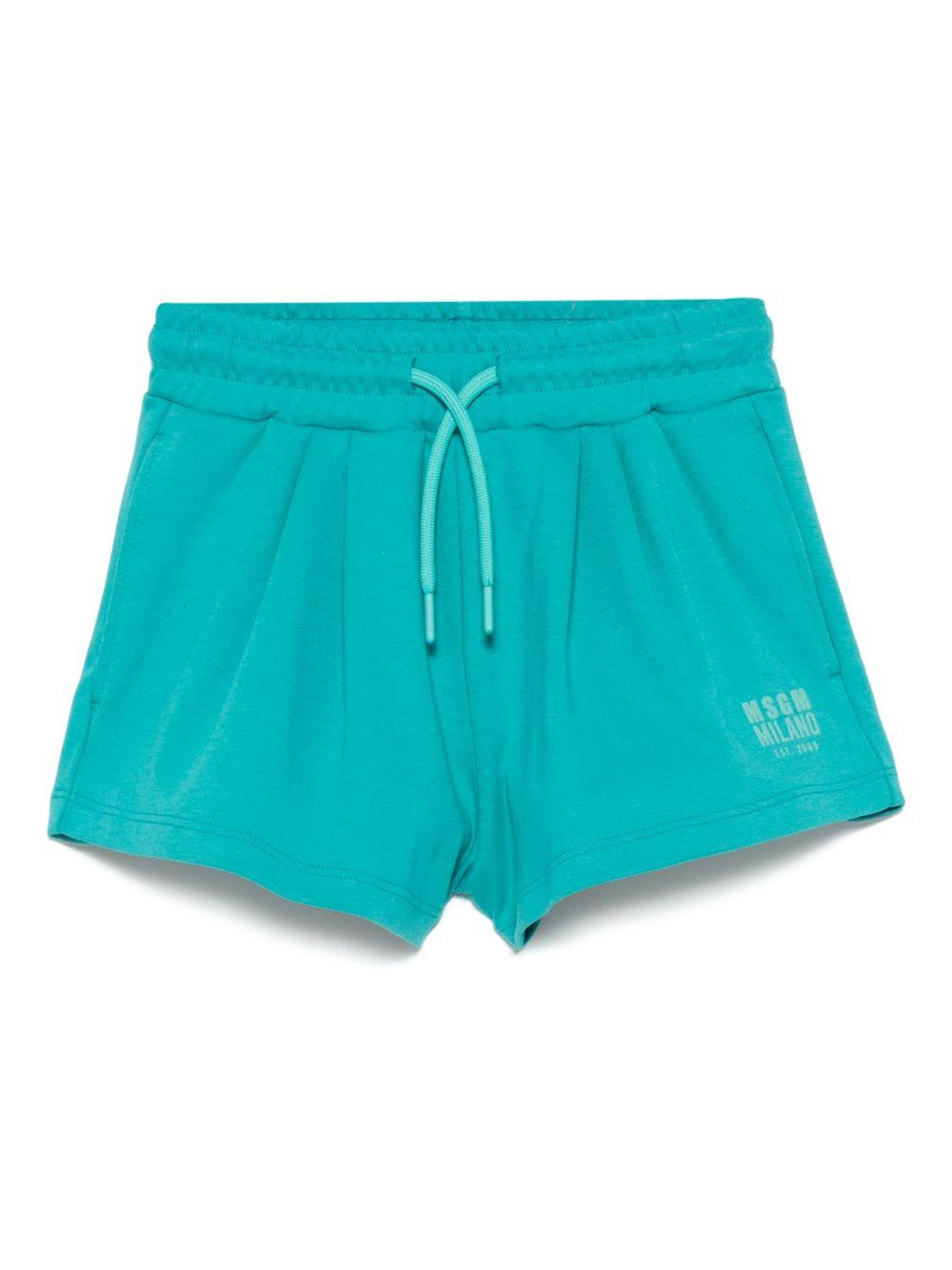Bermuda per bambina MSGM Kids turchese con applicazione posteriore con logo S5MSJGSH176 MS012 MSGM KIDS