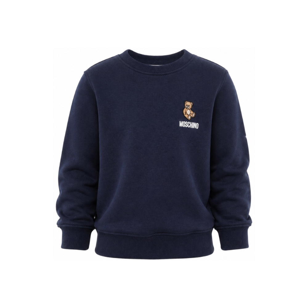 Felpa per bambini Moschino Kids blu con ricamo Teddy bear HUF0A9LCA40 40016 MOSCHINO KIDS