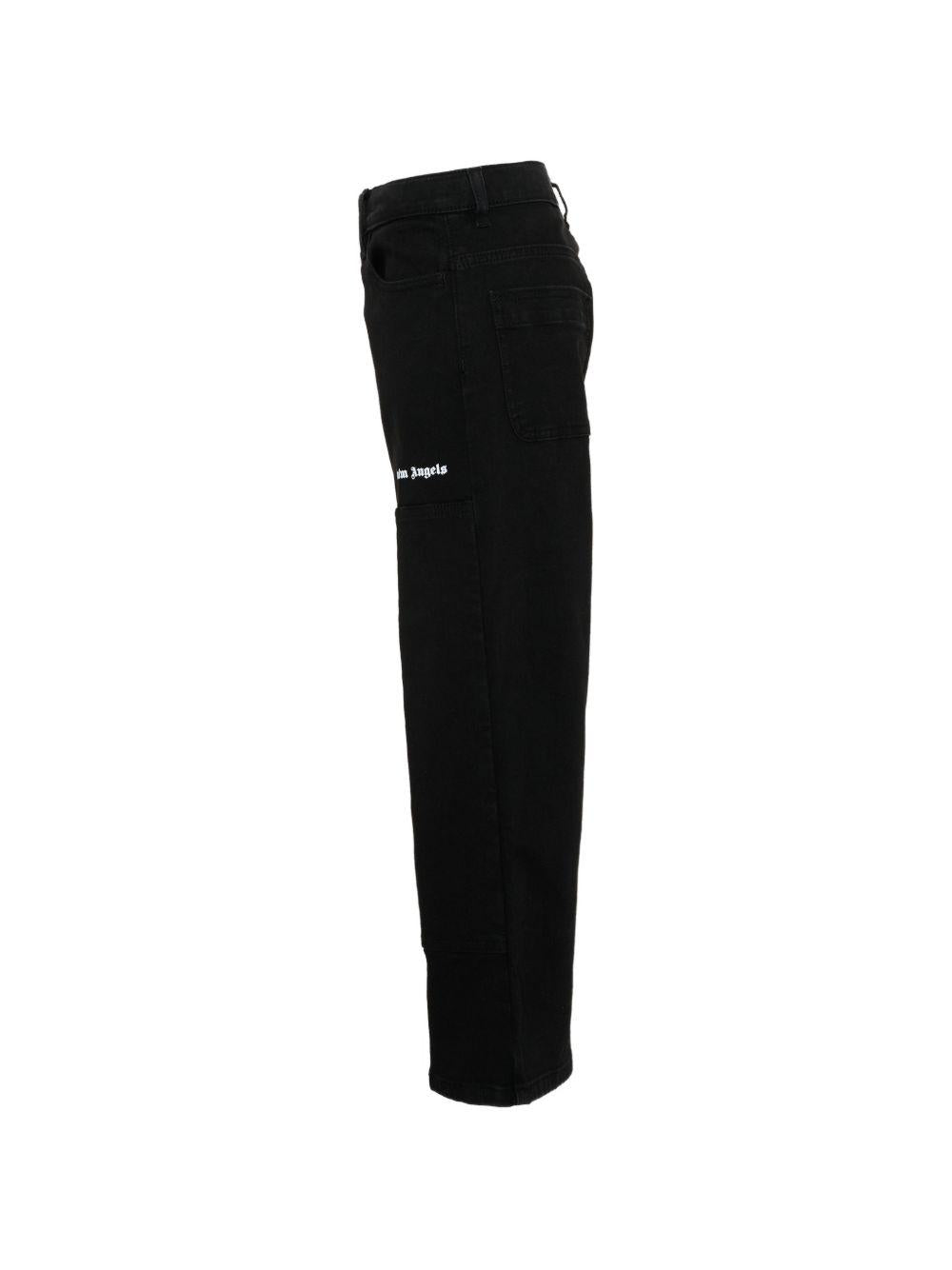 Pantaloni per bambino Palm Angels Kids neri con logo sul davanti PBCA01HS26FAB001 110 PALM ANGELS KIDS