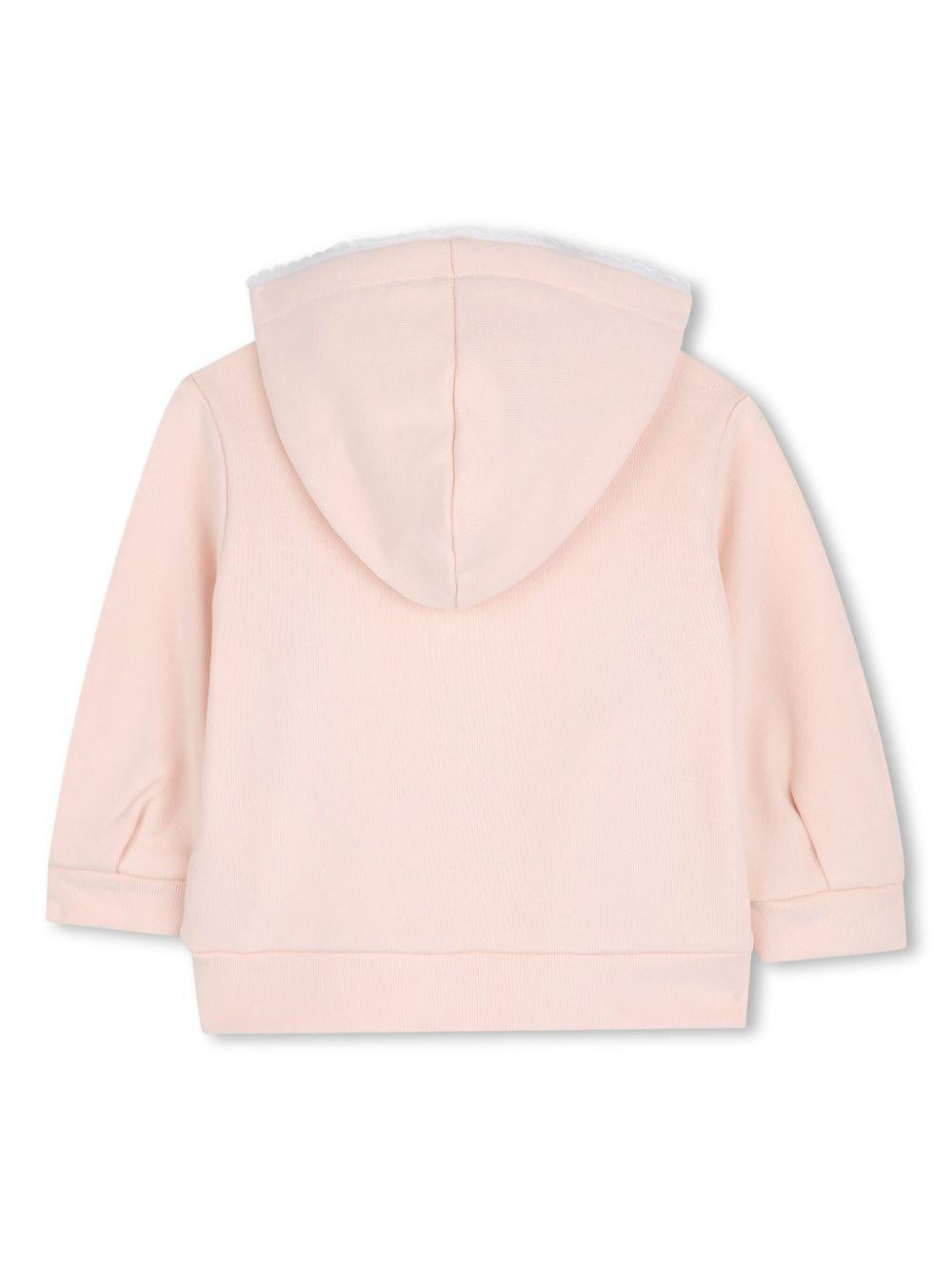 Felpa per neonata Chloé Kids rosa con cappuccio e dettagli in pizzo C20545 46J CHLOE' KIDS