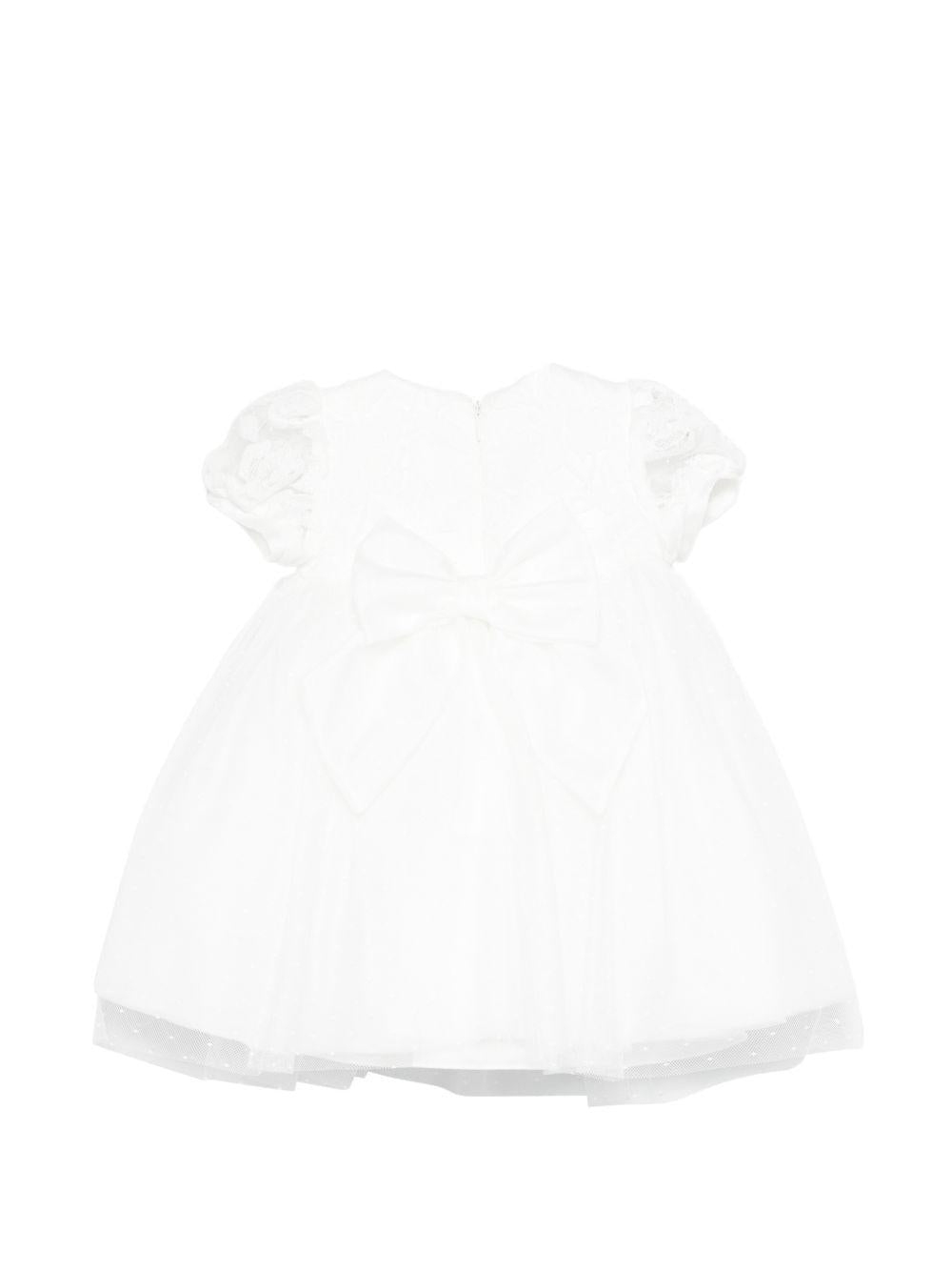 Abito per neonata Colorichiari bianco con applicazione a fiori FN108242 4956 15 COLORICHIARI