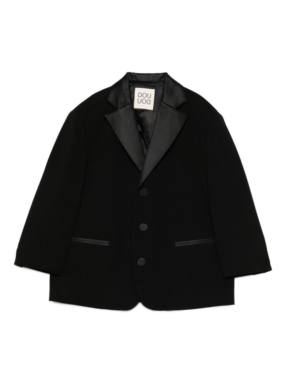 Blazer per bambina Douuod Kids nero a tre bottoni con revers classici DX2A34 J0371 930 DOUUOD KIDS