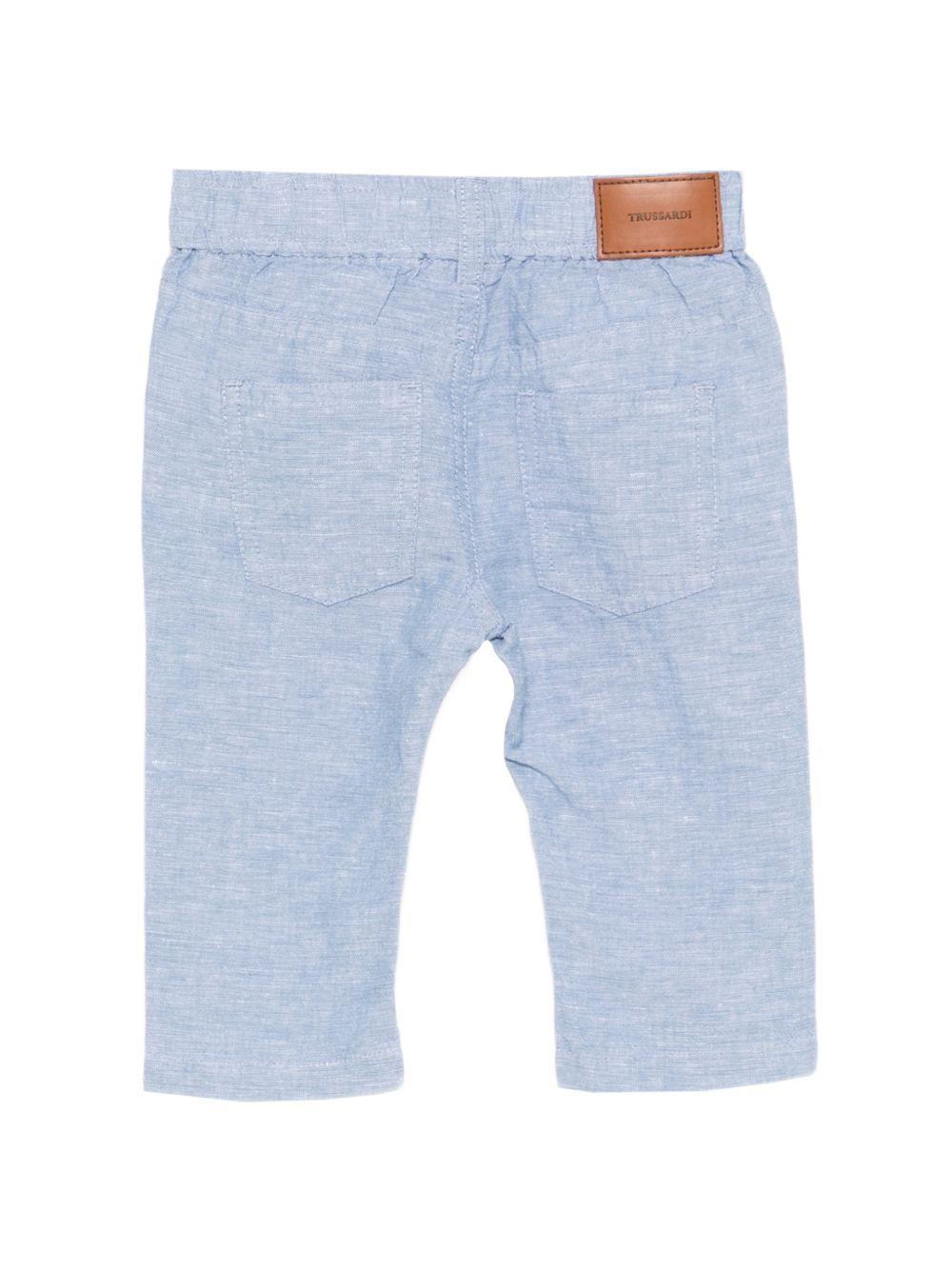 Pantaloni per neonato TRUSSARDI JUNIOR azzurro con tasche TIP26038PA BLUE RIV. TRUSSARDI KIDS