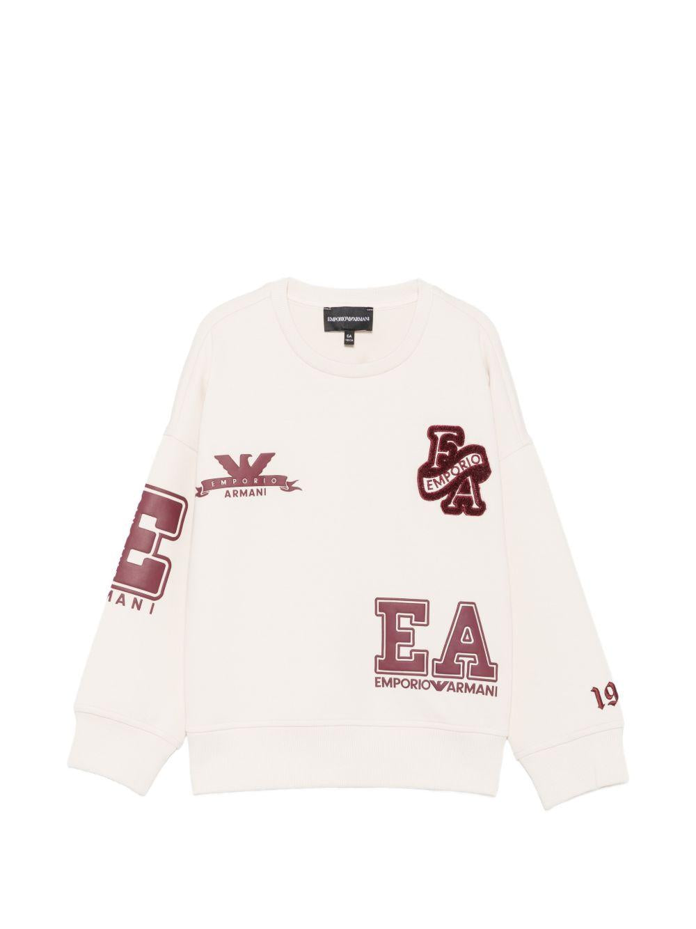 Felpa per bambino Emporio Armani Kids bianco sporco con stampa logo sul retro EB001389 AF10126 U1009 EMPORIO ARMANI KIDS