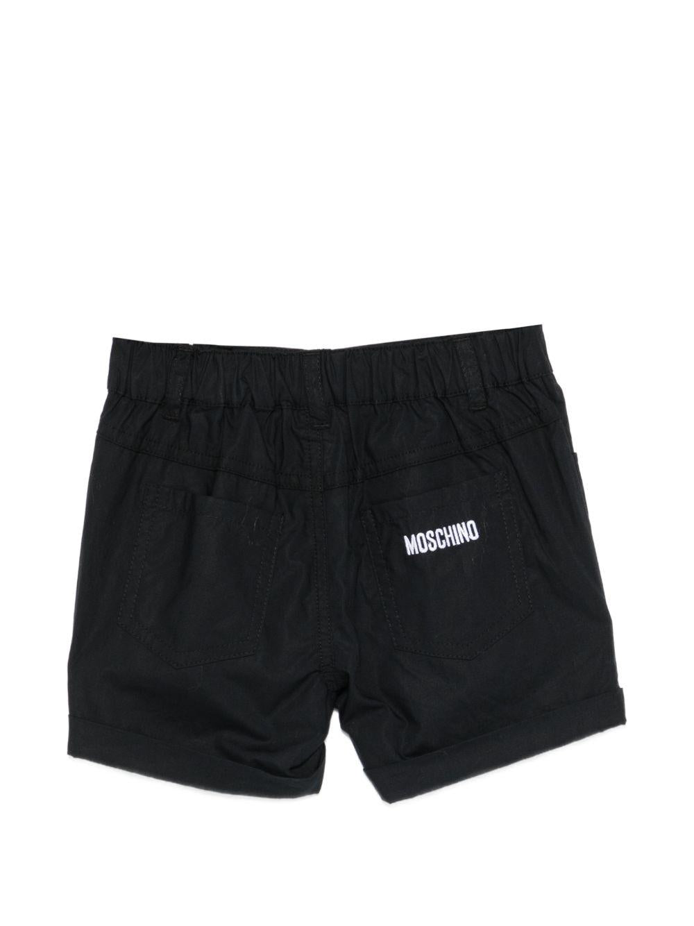 Shorts per neonato Moschino Kids neri con logo sul retro MNQ00RLLA10 60100 MOSCHINO KIDS
