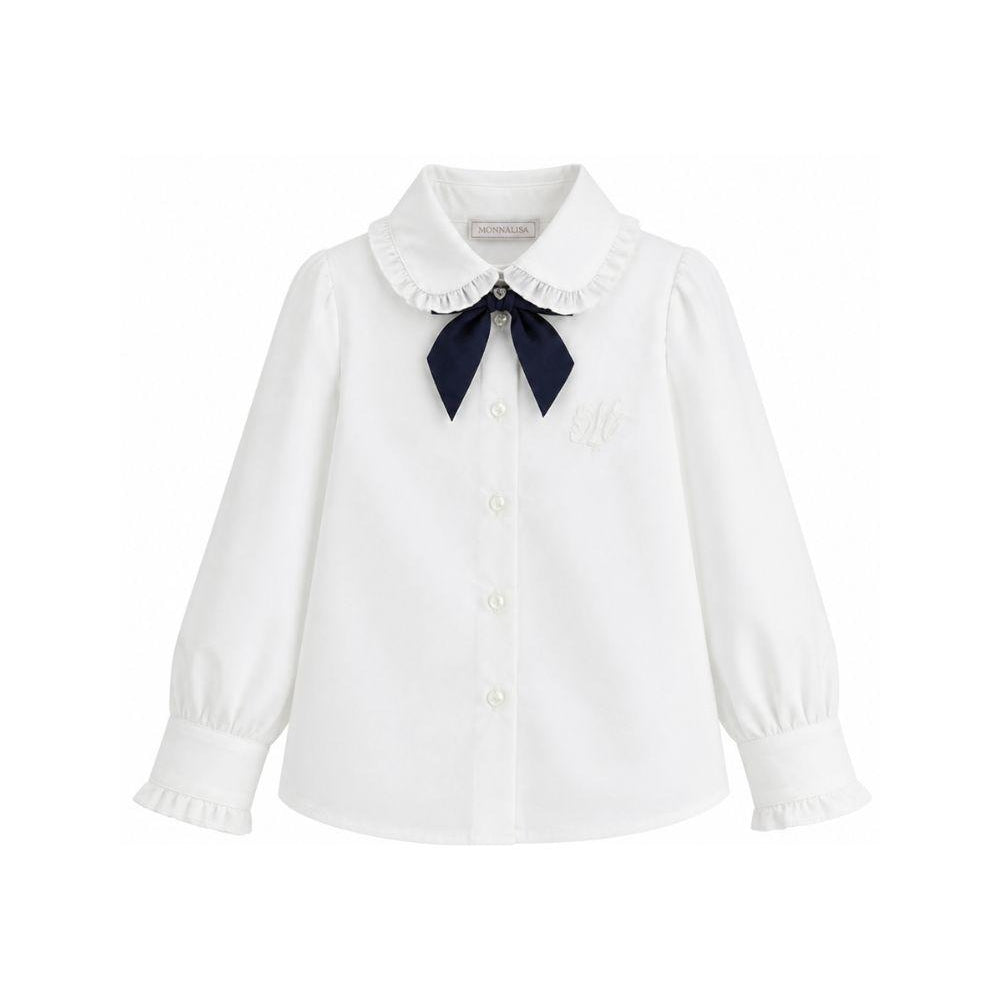 Camicia per bambina Monnalisa Kids bianca con colletto con ruches 18HANA 8153 9956 MONNALISA KIDS