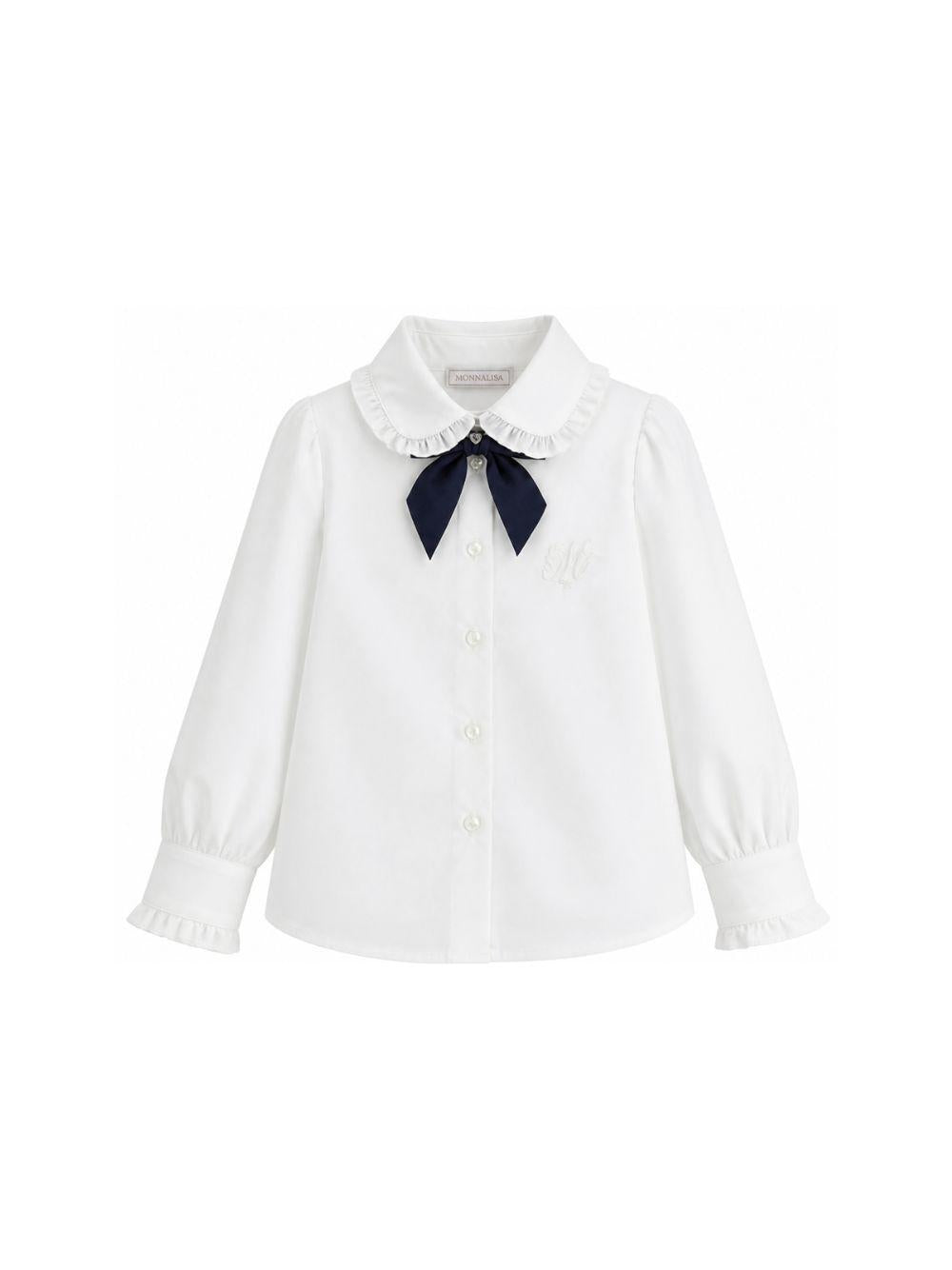 Camicia per bambina Monnalisa Kids bianca con colletto con ruches 18HANA 8153 9956 MONNALISA KIDS