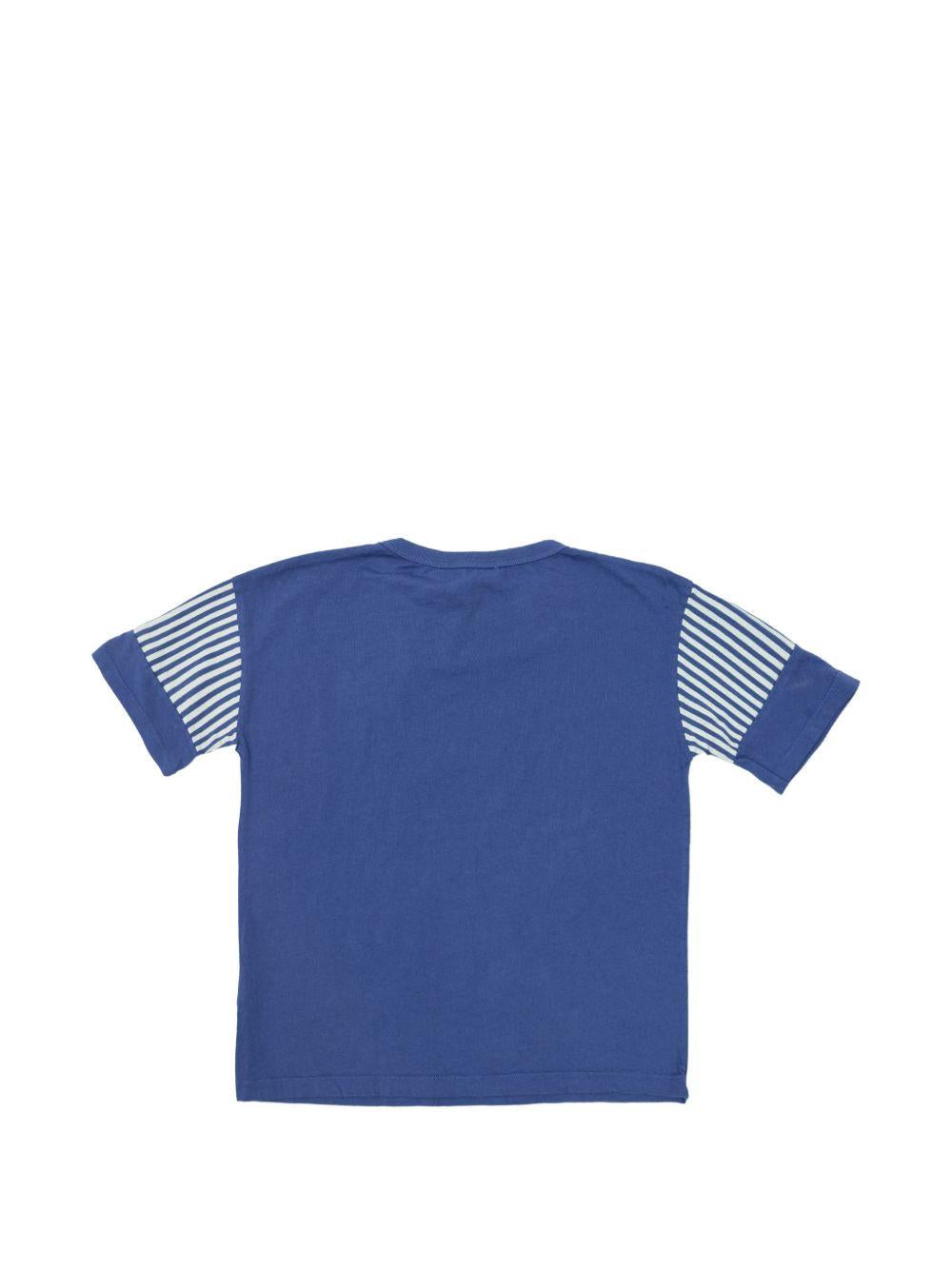 T-shirt per bambino Bobo Choses blu con logo sul davanti B126AC138 411 BOBO CHOSES