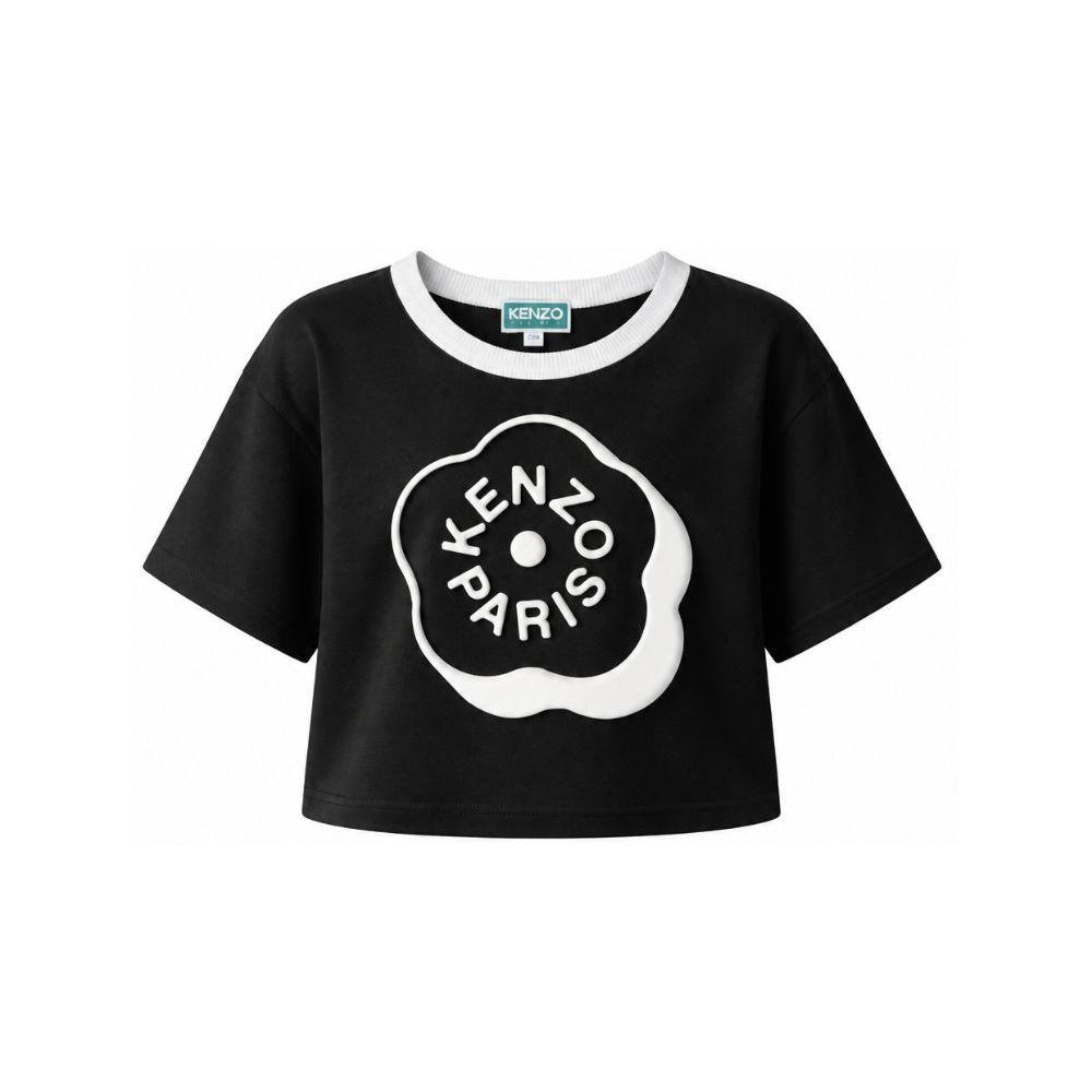 T-shirt per bambina Kenzo Kids nera con taglio crop K62004 09B KENZO KIDS