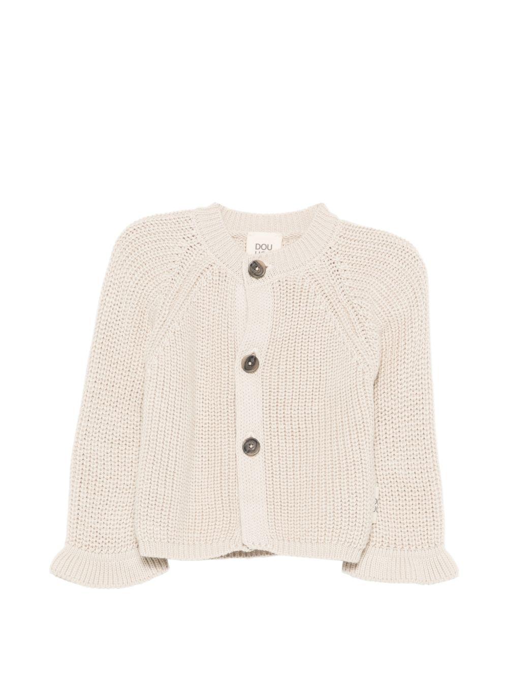 Cardigan per neonata Douuod Kids beige con orlo arricciato DY9000 X0011 870 DOUUOD KIDS