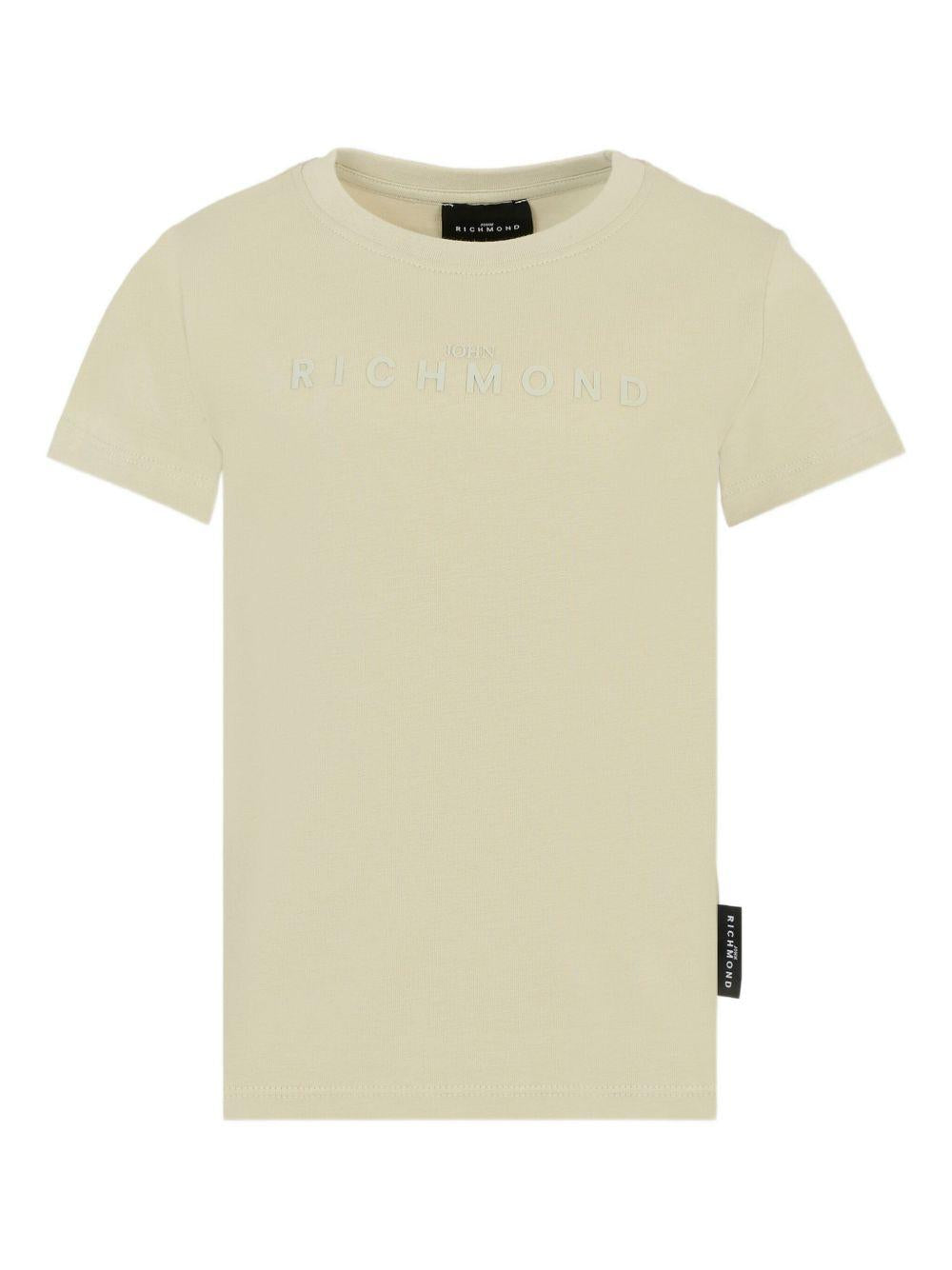 T-shirt per bambino John Richmond Junior beige con girocollo RBA25009TS GREY AGATE JOHN RICHMOND JUNIOR